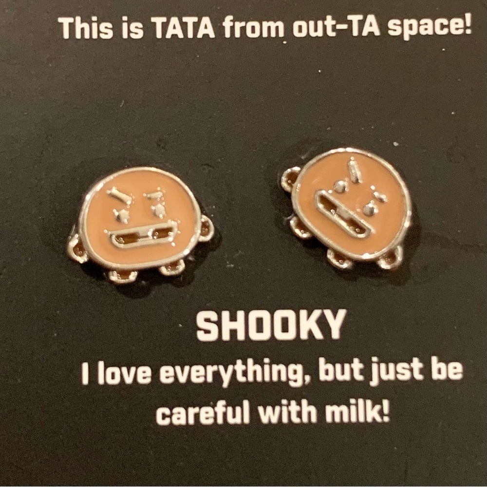BT21 Shooky Brown Cookie Enamel Stud Earrings